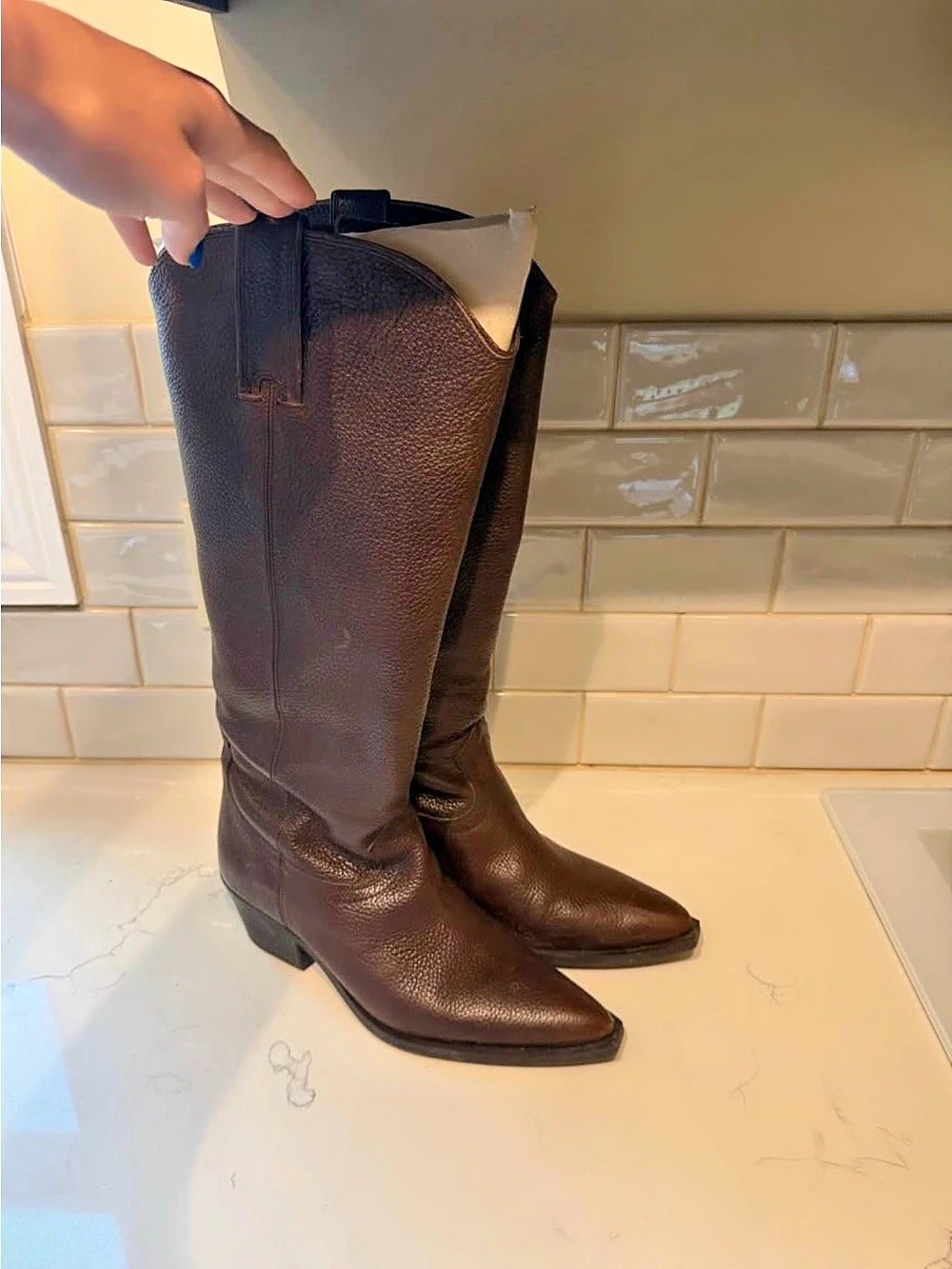 Zara Brown Knee-High Heeled Boots